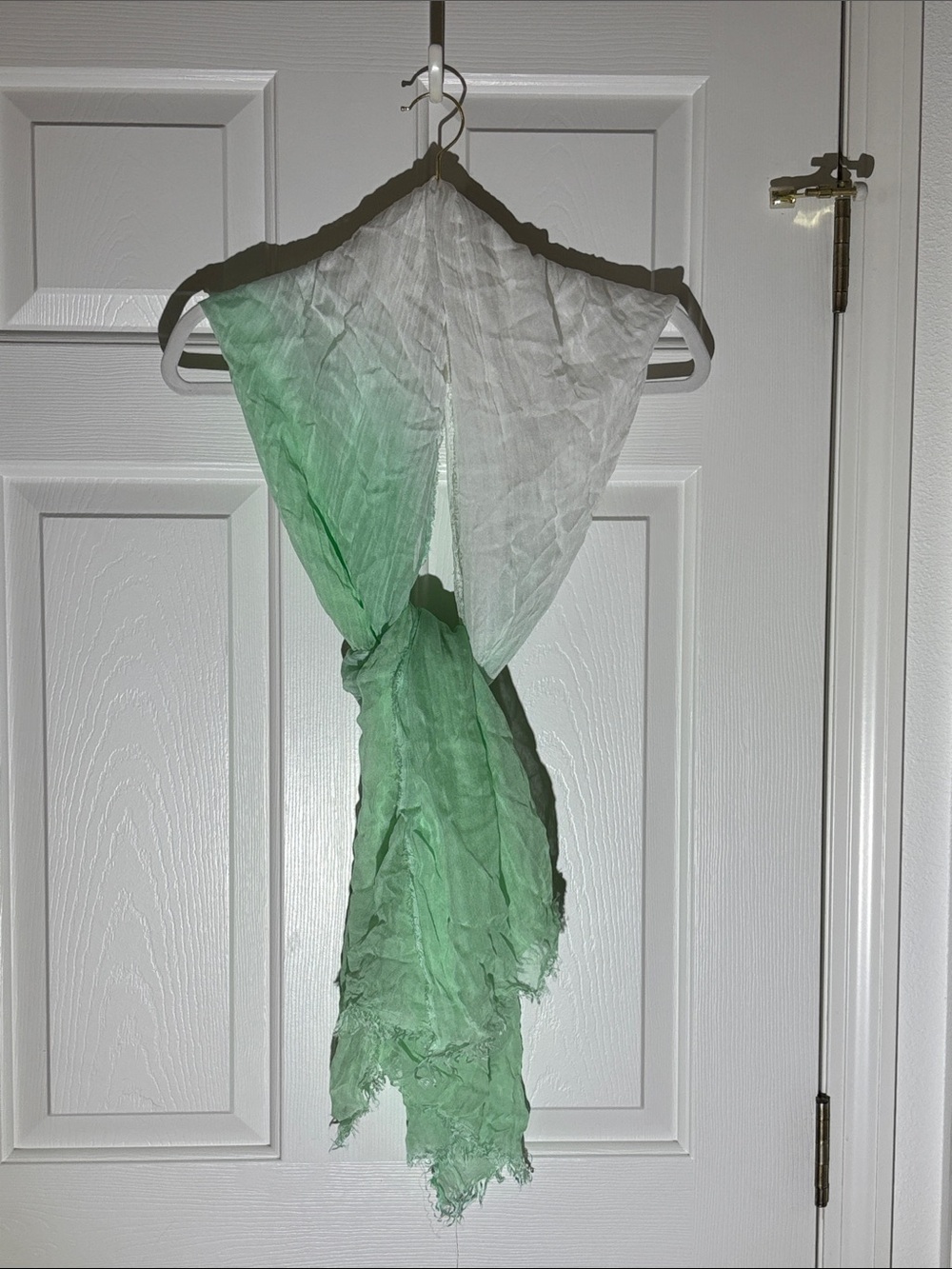 Soft Green and White Lightweight Wrap Scarf